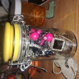 Vibrant Pink and Yellow Beaded Necklace with Silver Accents